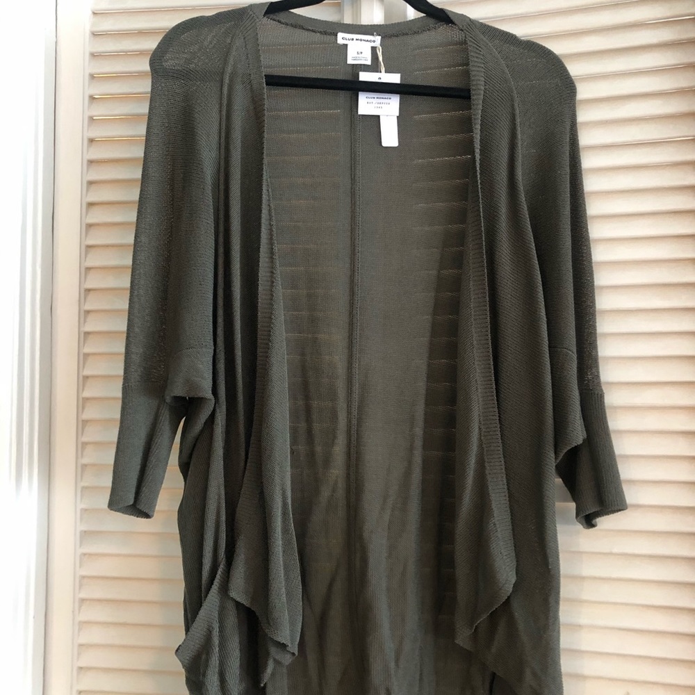 3/4 sleeve lightweight grey/green cardigan